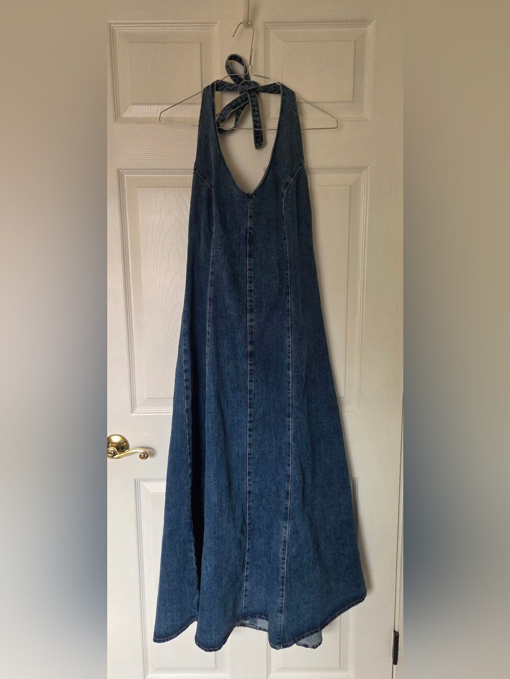Velvet Heart Denim Halter Top Maxi Dress - Blue